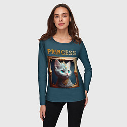 Лонгслив женский Кошечка принцесса - картина в рамке, цвет: 3D-принт — фото 2