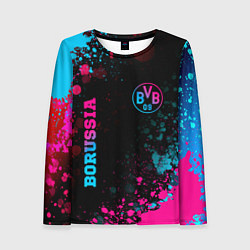 Лонгслив женский Borussia - neon gradient: надпись, символ, цвет: 3D-принт