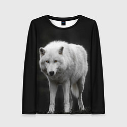 Лонгслив женский Белый волк на темном фоне, цвет: 3D-принт