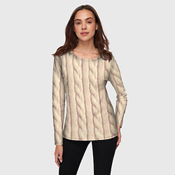 Лонгслив женский Светлый вязаный свитер, цвет: 3D-принт — фото 2