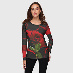 Лонгслив женский Одинокая красная роза, цвет: 3D-принт — фото 2