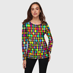 Лонгслив женский Квадраты градиент, цвет: 3D-принт — фото 2
