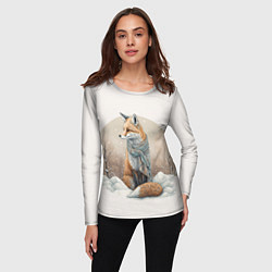Лонгслив женский Лисица и сугроб, цвет: 3D-принт — фото 2