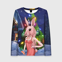 Лонгслив женский Девушка зайка, цвет: 3D-принт