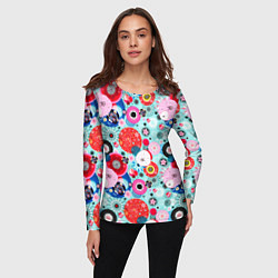 Лонгслив женский Abstract flowers, цвет: 3D-принт — фото 2