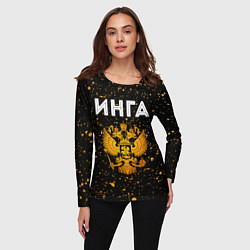 Лонгслив женский Инга и зологой герб РФ, цвет: 3D-принт — фото 2