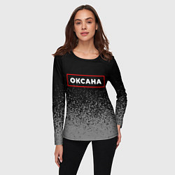 Лонгслив женский Оксана - в красной рамке на темном, цвет: 3D-принт — фото 2
