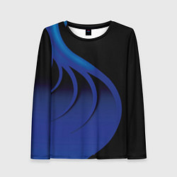 Лонгслив женский Синие щупальца на чёрном, цвет: 3D-принт