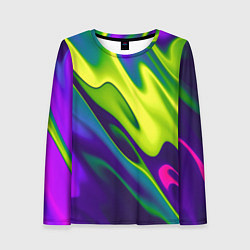 Женский лонгслив Сине-зелёное и фиолетовое абстрактное слияние