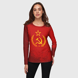 Лонгслив женский СССР серп и молот, цвет: 3D-принт — фото 2