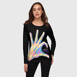 Лонгслив женский Сердечко левой рукой - неоновый рентген, цвет: 3D-принт — фото 2