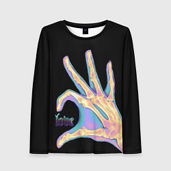 Лонгслив женский Сердечко правой рукой - неоновый рентген, цвет: 3D-принт