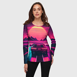 Лонгслив женский Синтвейв закат и автомобиль, цвет: 3D-принт — фото 2
