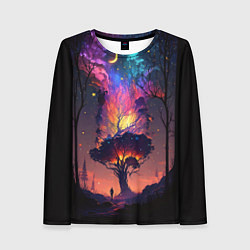 Лонгслив женский Огненное дерево в звездном лесу, цвет: 3D-принт