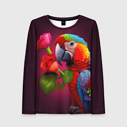 Лонгслив женский Попугай ара с цветами, цвет: 3D-принт