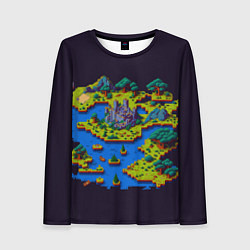 Лонгслив женский Пиксельный остров и замок, цвет: 3D-принт