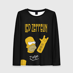 Лонгслив женский Led Zeppelin Гомер Симпсон рокер, цвет: 3D-принт