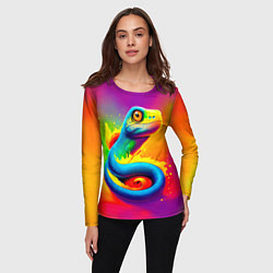 Лонгслив женский Змейка в красках, цвет: 3D-принт — фото 2