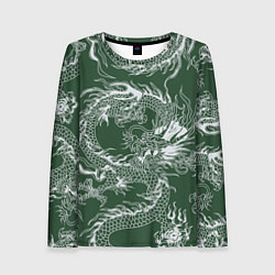 Лонгслив женский Татуировка дракона на зеленом фоне, цвет: 3D-принт