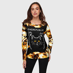 Лонгслив женский OneRepublic рок кот и огонь, цвет: 3D-принт — фото 2
