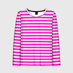 Лонгслив женский Ярко-розовые полосы, цвет: 3D-принт