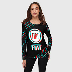 Лонгслив женский Значок Fiat в стиле glitch на темном фоне, цвет: 3D-принт — фото 2