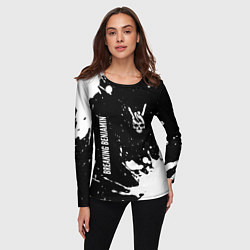 Лонгслив женский Breaking Benjamin и рок символ на темном фоне, цвет: 3D-принт — фото 2