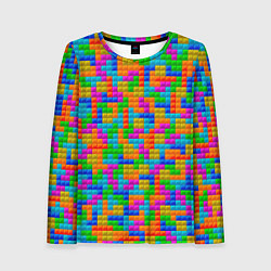 Лонгслив женский Крупные блоки Тетрис, цвет: 3D-принт