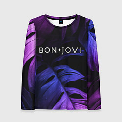 Женский лонгслив Bon Jovi neon monstera