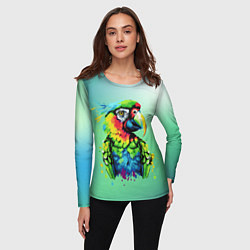 Лонгслив женский Разноцветный попугай, цвет: 3D-принт — фото 2