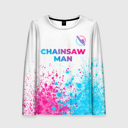 Лонгслив женский Chainsaw Man neon gradient style: символ сверху, цвет: 3D-принт