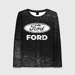 Лонгслив женский Ford с потертостями на темном фоне, цвет: 3D-принт