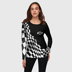 Лонгслив женский Chevrolet racing flag, цвет: 3D-принт — фото 2