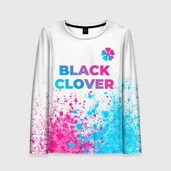 Женский лонгслив Black Clover neon gradient style: символ сверху