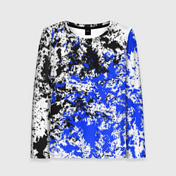 Лонгслив женский Сине чёрный узор, цвет: 3D-принт