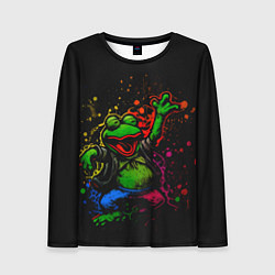 Женский лонгслив Лягушонок Пепе веселится с граффити