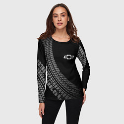Лонгслив женский Chevrolet tire tracks, цвет: 3D-принт — фото 2