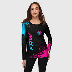 Лонгслив женский FAW - neon gradient: надпись, символ, цвет: 3D-принт — фото 2