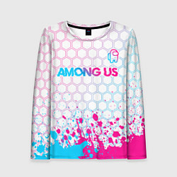 Женский лонгслив Among Us neon gradient style: символ сверху