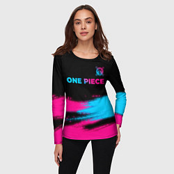 Лонгслив женский One Piece - neon gradient: символ сверху, цвет: 3D-принт — фото 2