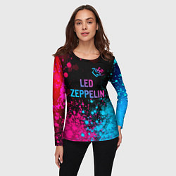 Лонгслив женский Led Zeppelin - neon gradient: символ сверху, цвет: 3D-принт — фото 2