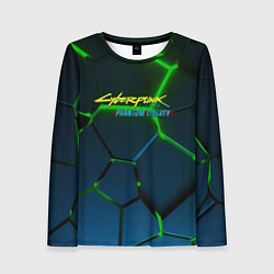 Женский лонгслив Cyberpunk 2077 phantom liberty green neon