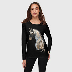 Лонгслив женский Вышивка Лошадь, цвет: 3D-принт — фото 2