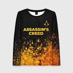Лонгслив женский Assassins Creed - gold gradient: символ сверху, цвет: 3D-принт