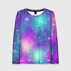 Женский лонгслив Яркий розово-голубой космос
