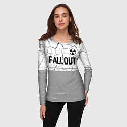 Лонгслив женский Fallout glitch на светлом фоне: символ сверху, цвет: 3D-принт — фото 2