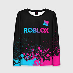 Женский лонгслив Roblox - neon gradient: символ сверху