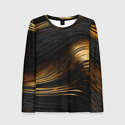 Лонгслив женский Black gold waves, цвет: 3D-принт