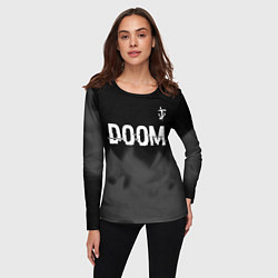 Лонгслив женский Doom glitch на темном фоне: символ сверху, цвет: 3D-принт — фото 2