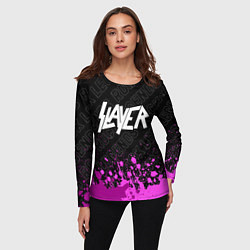 Лонгслив женский Slayer rock legends: символ сверху, цвет: 3D-принт — фото 2